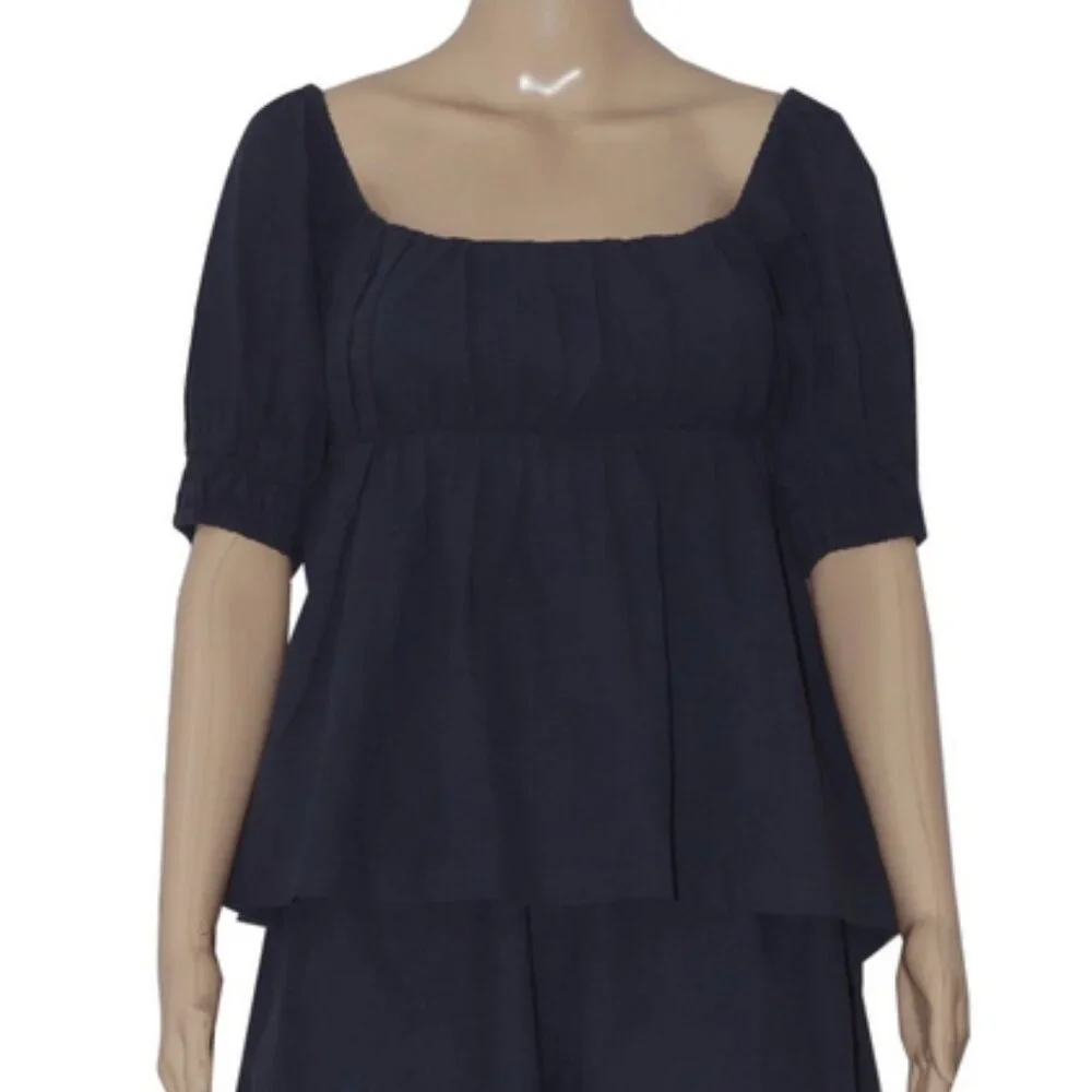 Free People Navy High-Waist Shorts Set